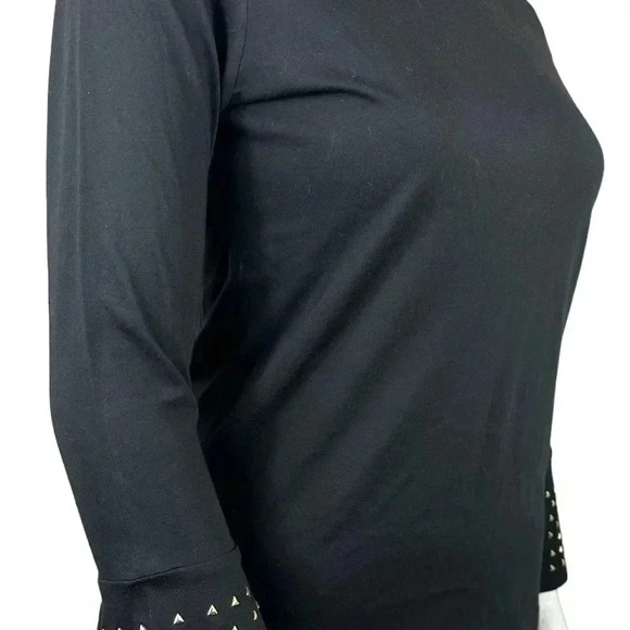 Michael Kors black linen top with gold beading on sleeve size large - Picture 7 of 9